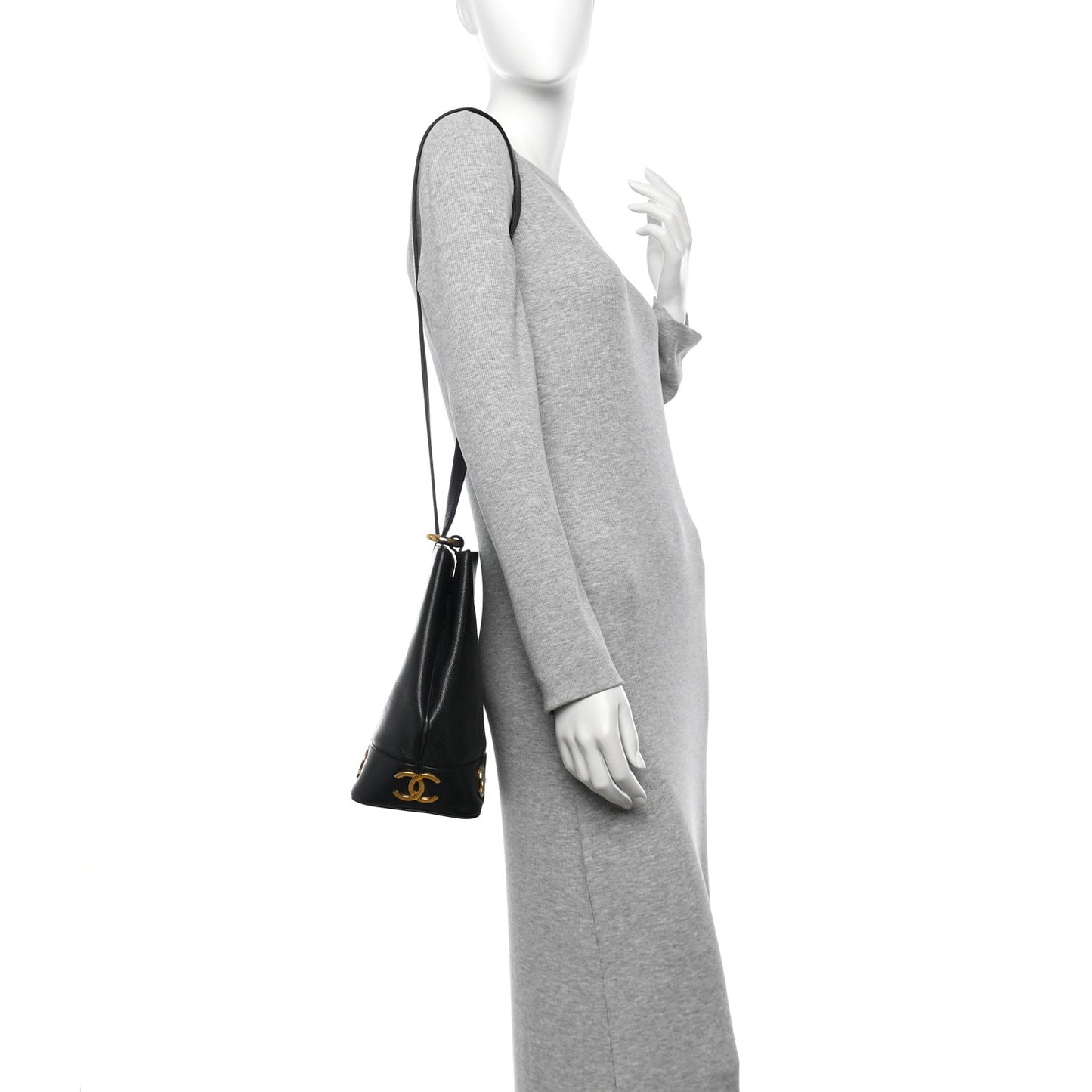 Caviar CC Bucket Shoulder Bag Black