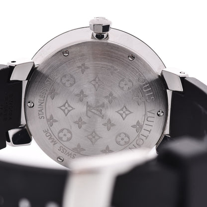 Louis Vuitton Stainless Steel Rubber Diamond 33mm Tambour Slim Quartz Watch 5 of 6