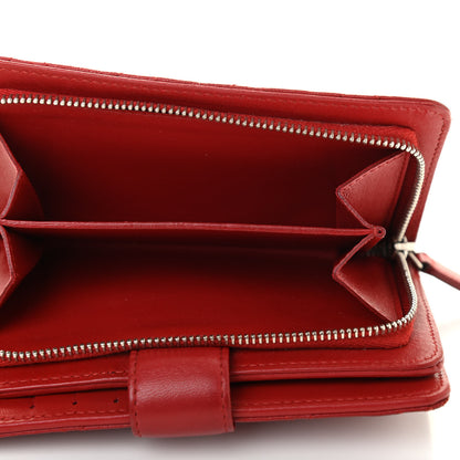 Chanel Lambskin Quilted Zipped Pocket Wallet Red 6 of 16