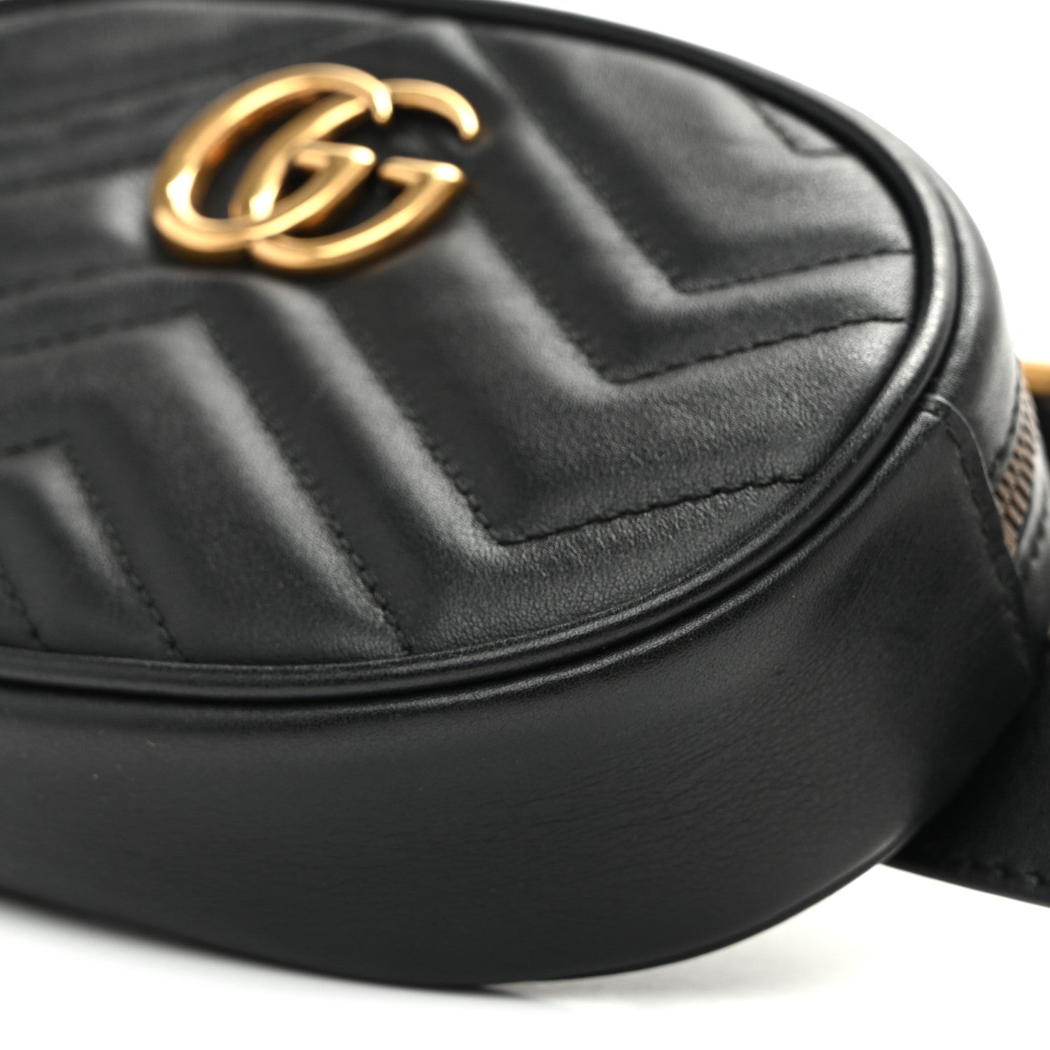 Gucci Calfskin Matelasse GG Marmont Belt Bag 75 30 Black 10 of 10