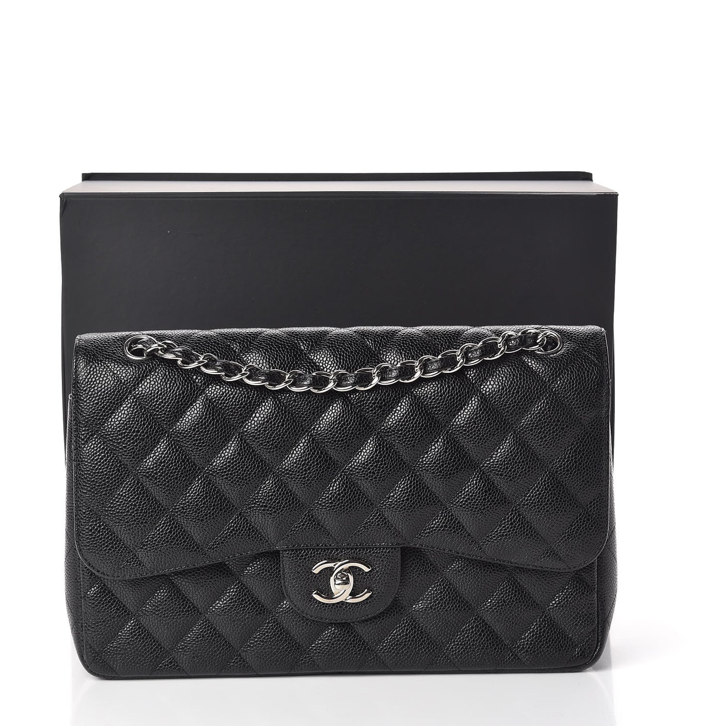 Caviar Quilted Jumbo Double Flap Black