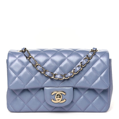 Chanel Iridescent Lambskin Quilted Mini Rectangular Flap Light Purple 1 of 10