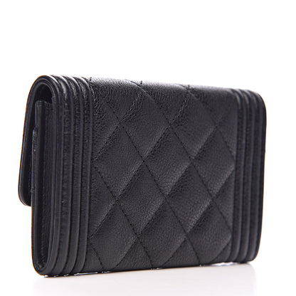 Chanel Calfskin Quilted Boy Flap Card Holder Black 3 of 8