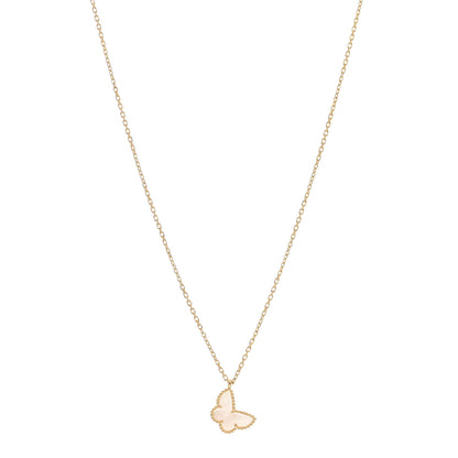 Van Cleef & Arpels 18K Yellow Gold Mother of Pearl Sweet Alhambra Butterfly Pendant Necklace 1 of 6