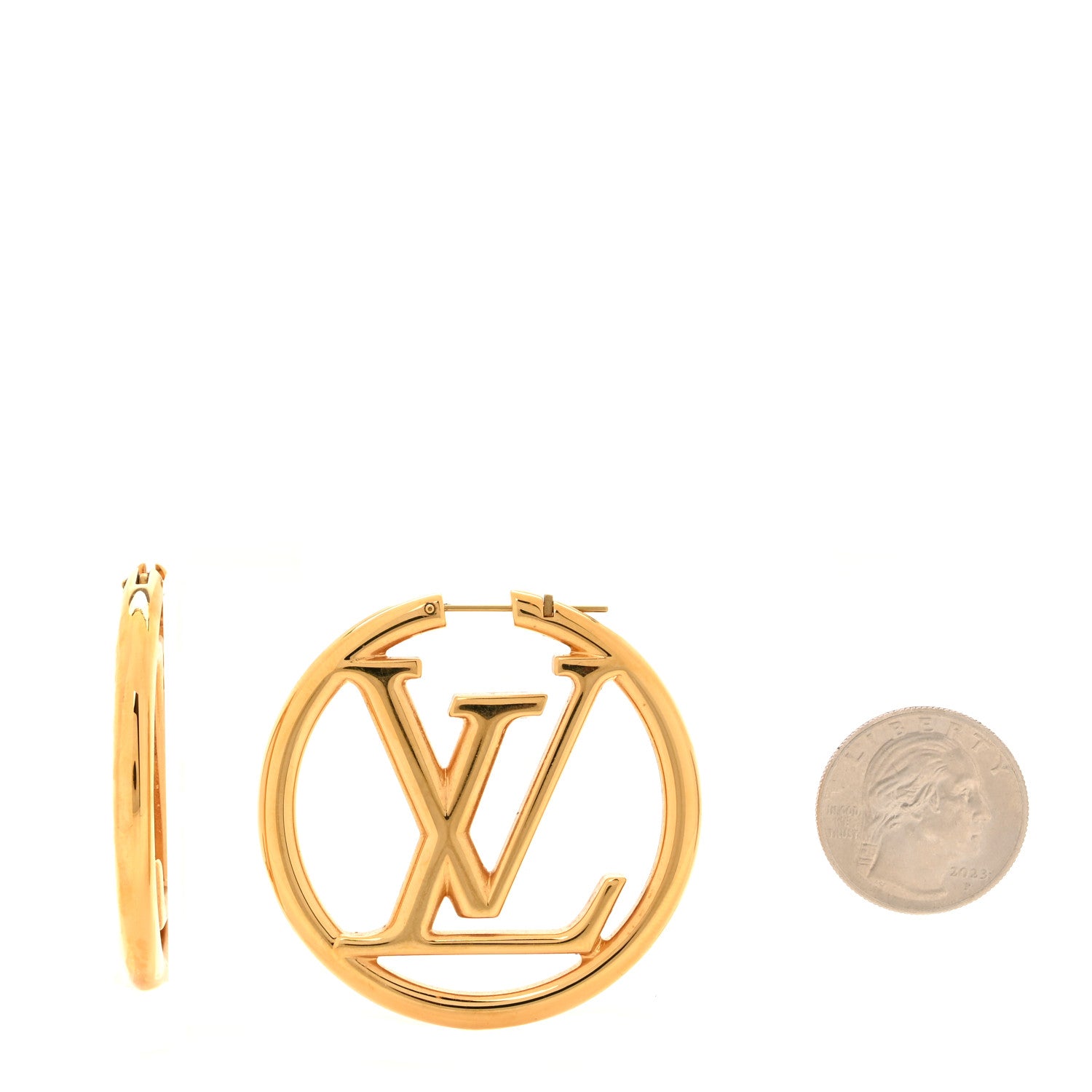 Louis Vuitton Metal Louise Hoop Earrings Gold 2 of 5