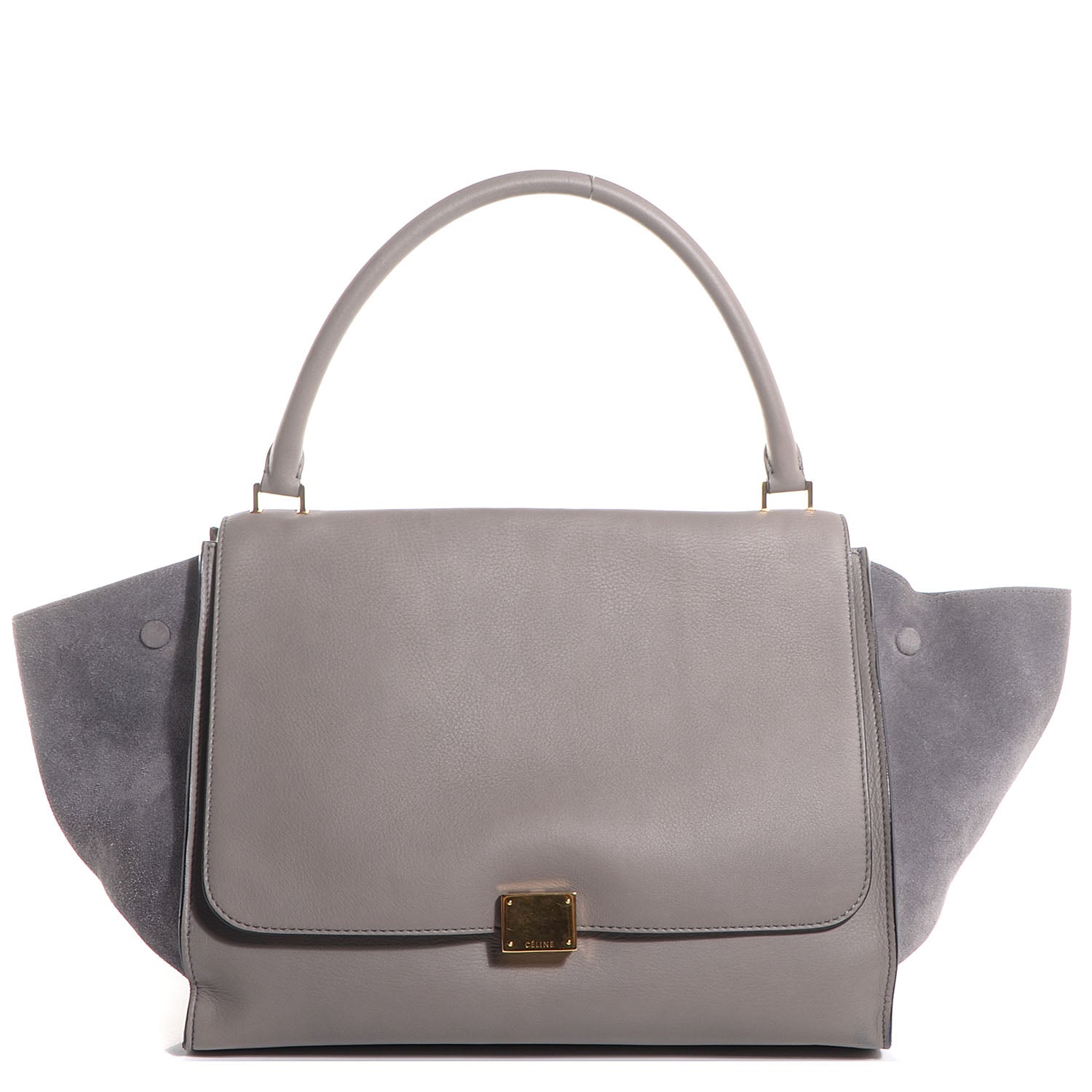 Celine Calfskin Suede Large Trapeze Smoke 1 of 9