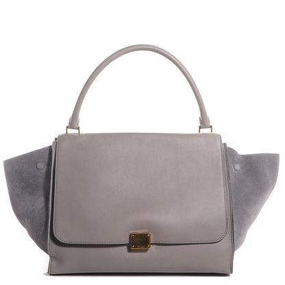 Celine Calfskin Suede Large Trapeze Smoke 1 of 9