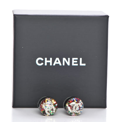 Chanel Resin Crystal Glitter CC Earrings Multicolor 5 of 5