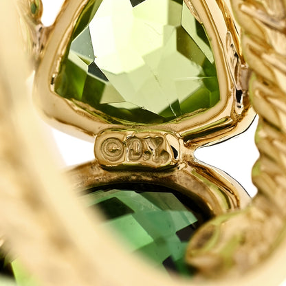 David Yurman 18K Yellow Gold Green Tourmaline Peridot Renaissance Ring 52 6 5 of 5