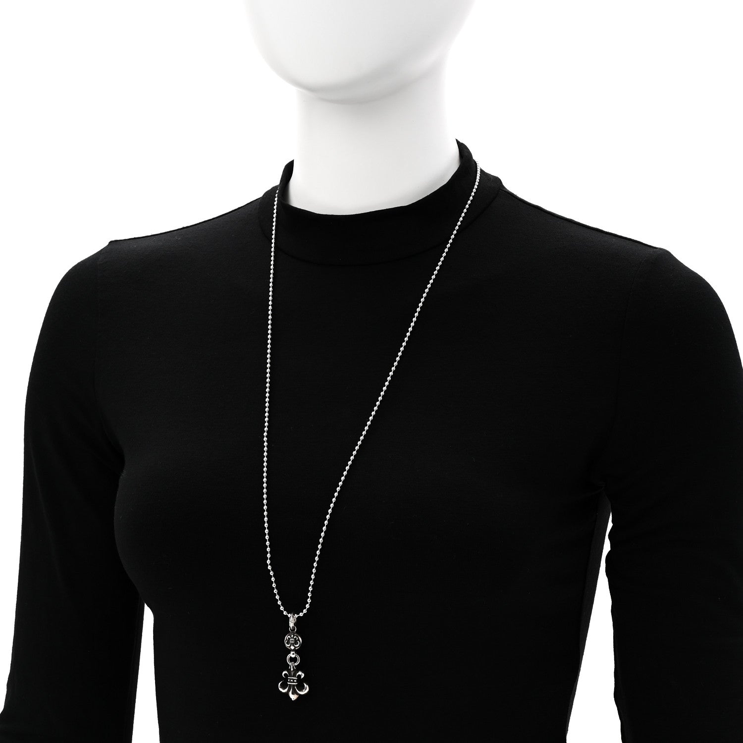 Chrome Hearts Sterling Silver Ball BS Fleur de Lis Pendant