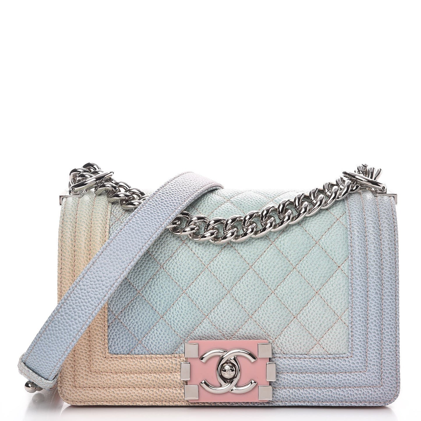 Caviar Quilted Small Rainbow Boy Flap Multicolor