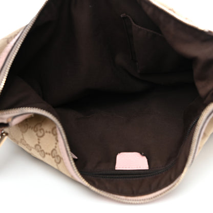 Gucci Monogram Web Medium Half Moon Hobo Blue Pink 5 of 15