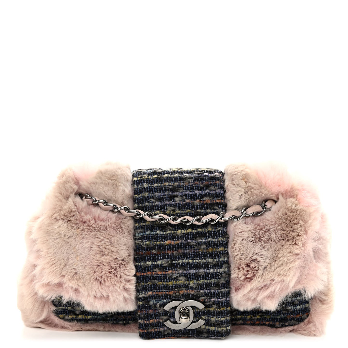 Rabbit Fur Tweed Lizard Small Fantasy Flap Pink