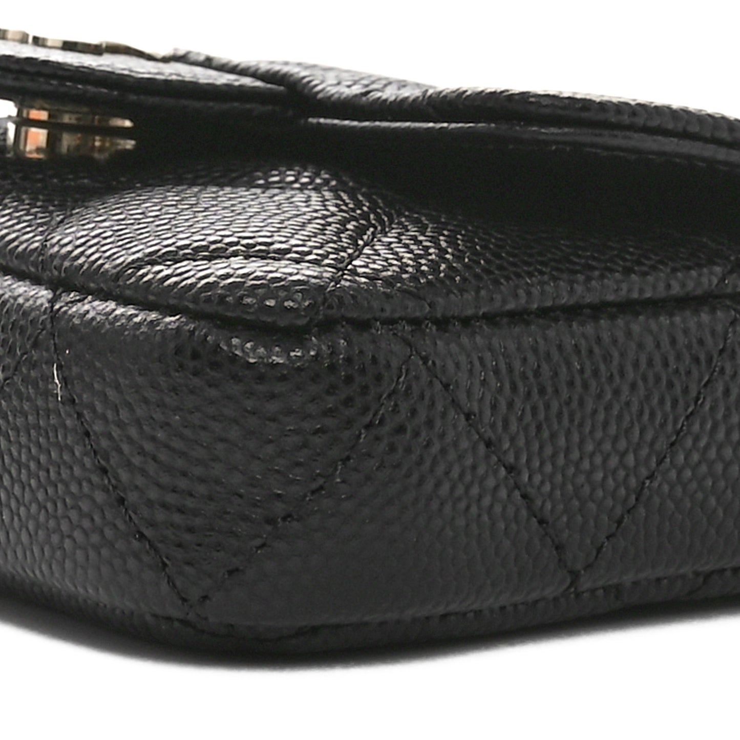 Caviar Quilted Mini Chain Belt Bag Black