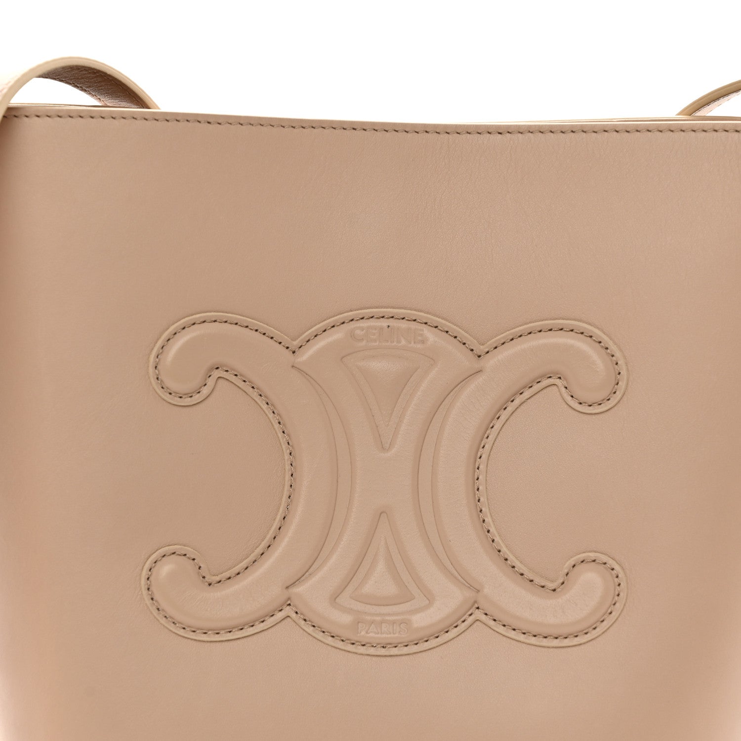 Celine Smooth Calfskin Small Cuir Triomphe Bucket Bag Nude 8 of 10