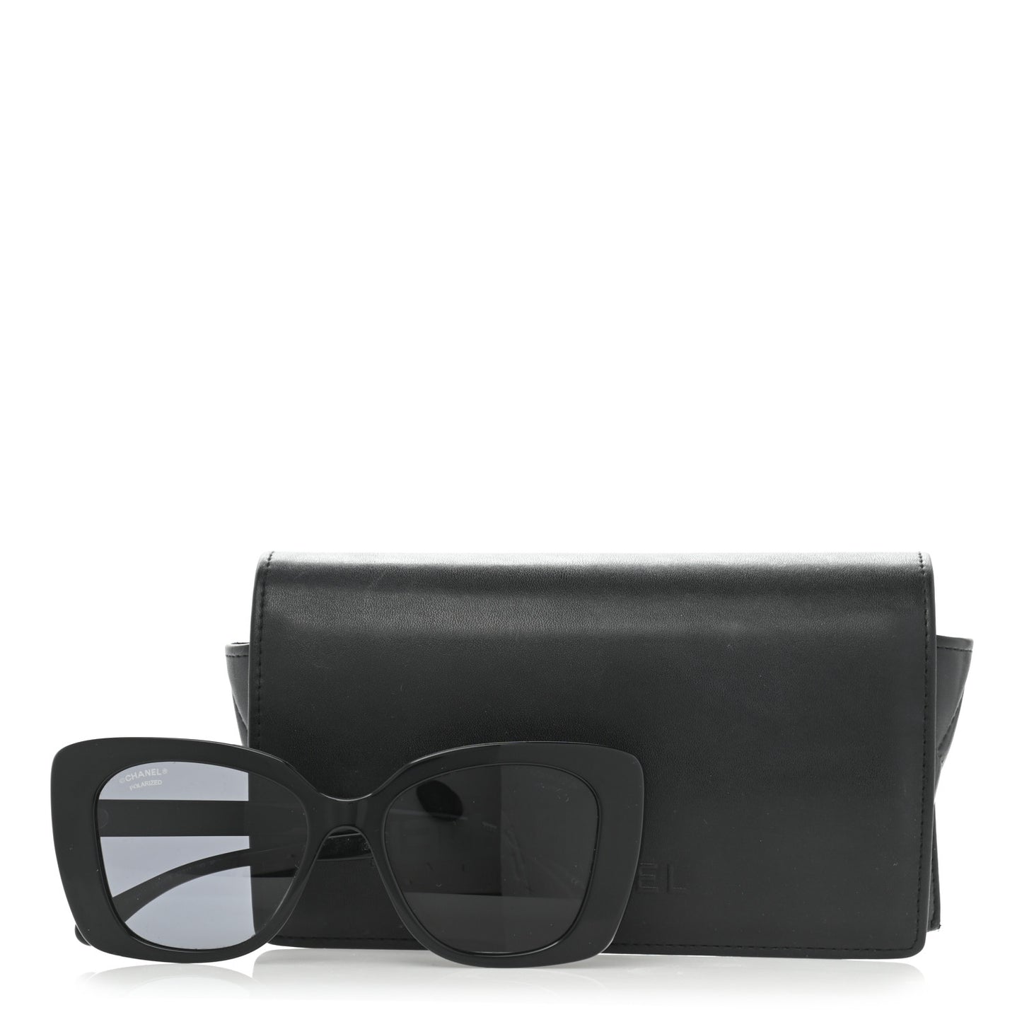 Acetate Strass Polarized Square Sunglasses 5422-B Black