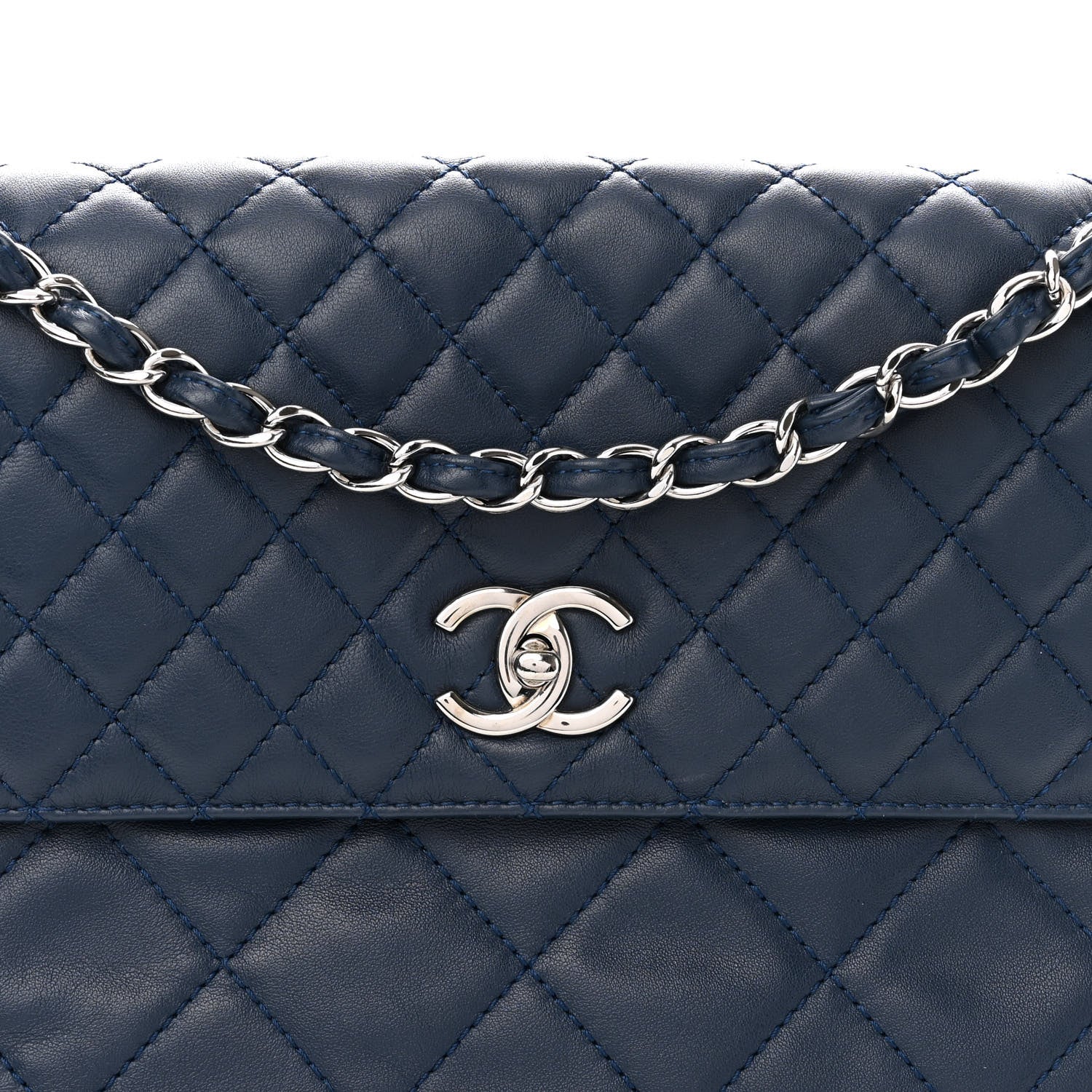 Chanel Calfskin Quilted In the Business Flap Dark Navy Blue 8 of 10