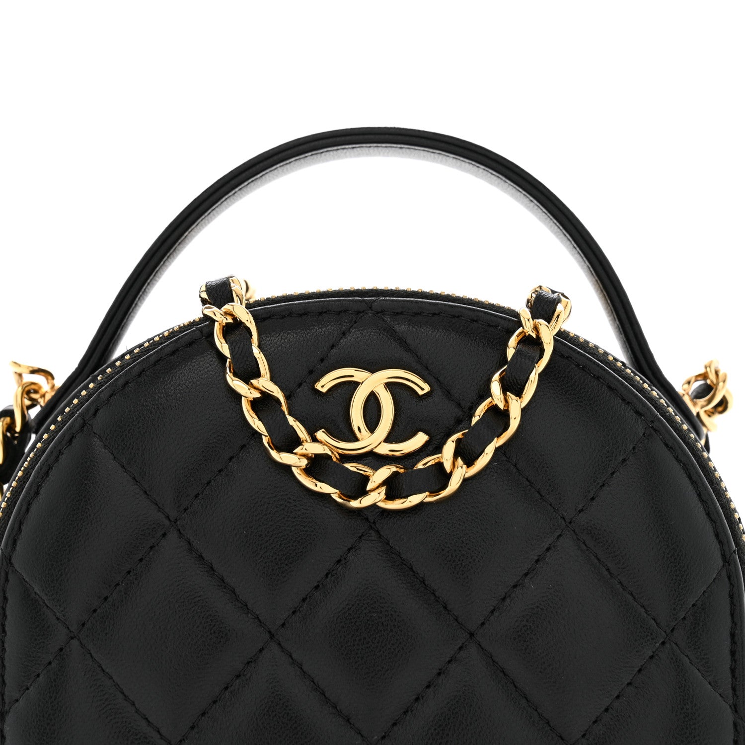 Chanel Lambskin Quilted Mini Chic Riviera Top Handle Vanity Case Black 8 of 11