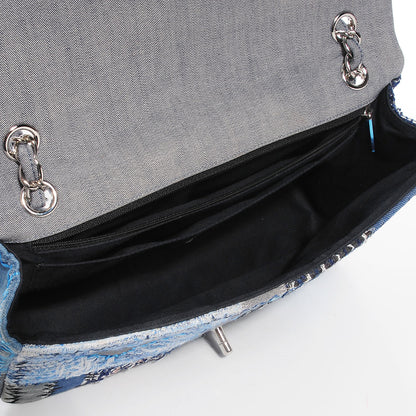 Chanel Patchwork Jumbo Single Flap Blue 5 of 8