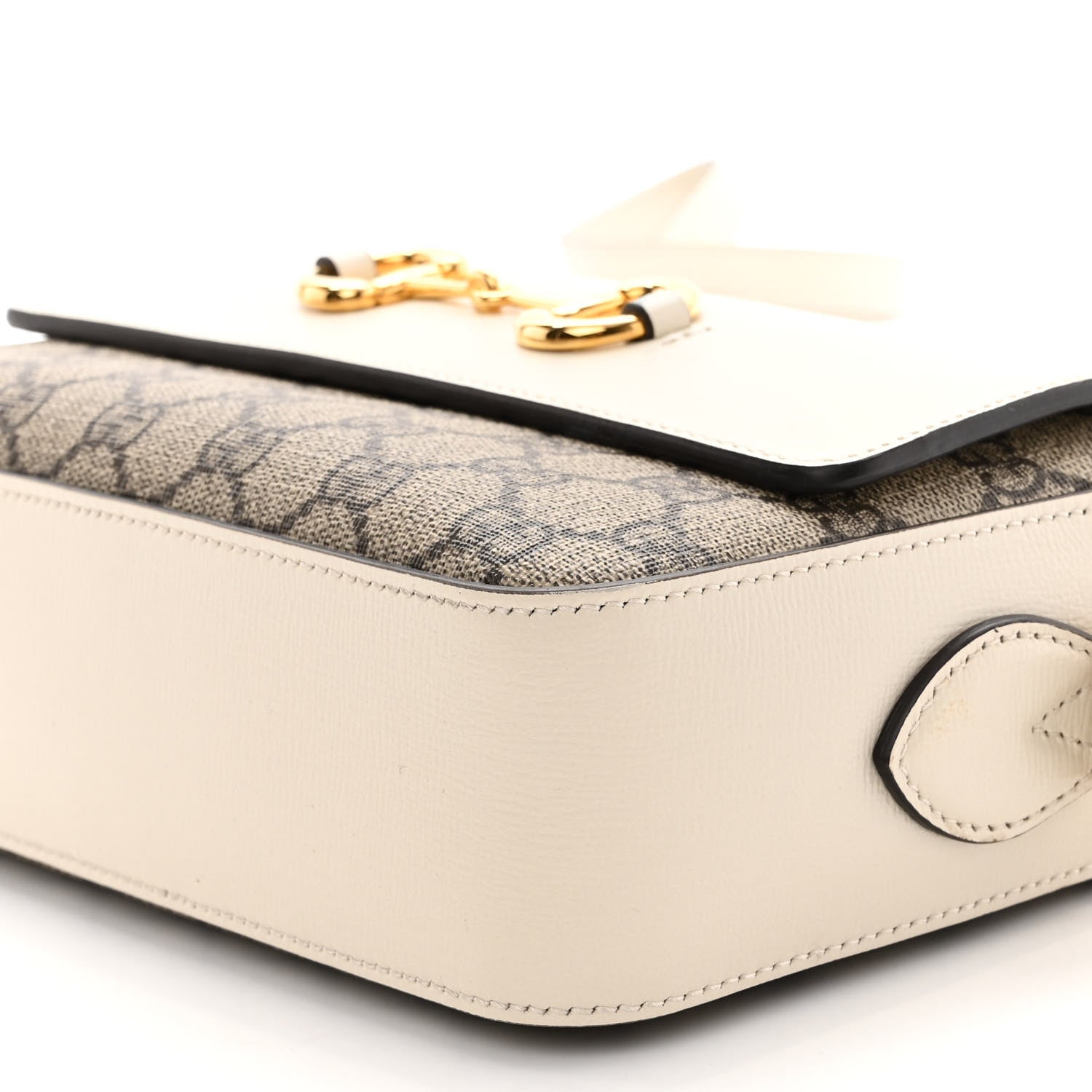 Gucci GG Supreme Monogram Small Horsebit 1955 Shoulder Bag Beige Mystic White 11 of 12