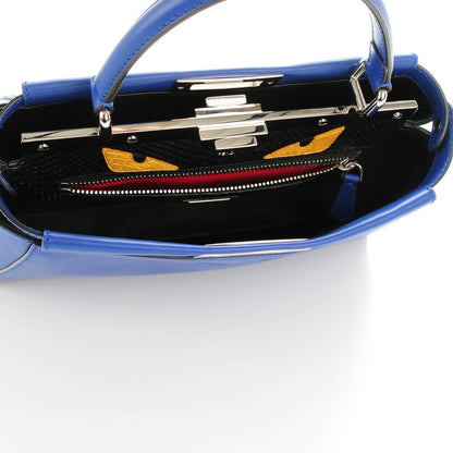 Fendi Vitello Morgan Python Crocodile Monster Eyes Medium Peekaboo Iconic Satchel Blue Neon Sunflower 6 of 9