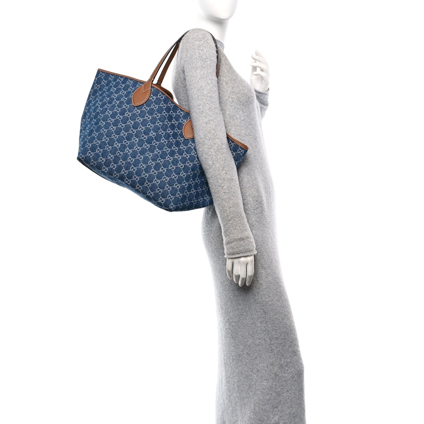 New Denim GG Monogram Calfskin Large Totissima Tote Blue