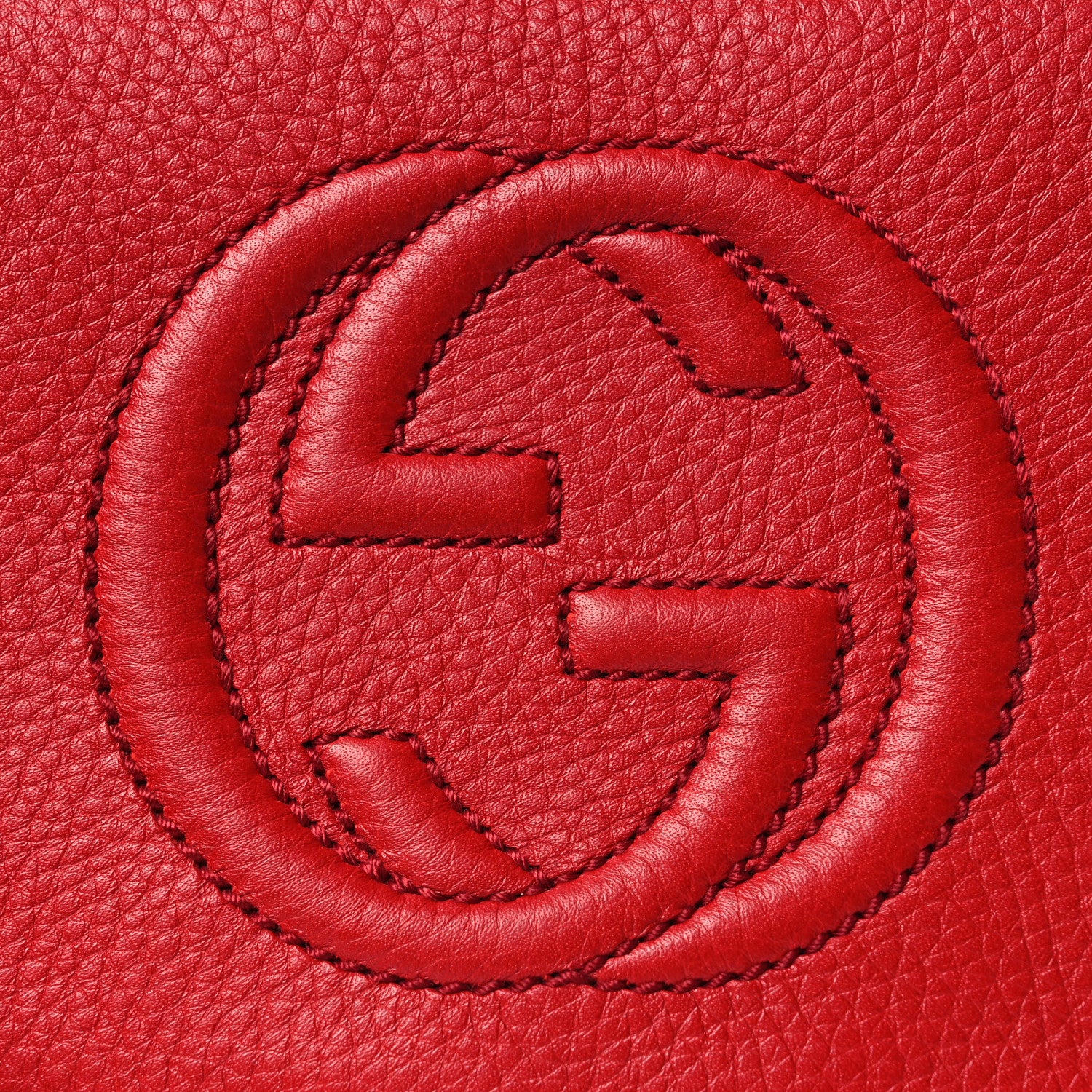 Gucci Pebbled Calfskin Small Soho Flap Crossbody Red 7 of 9