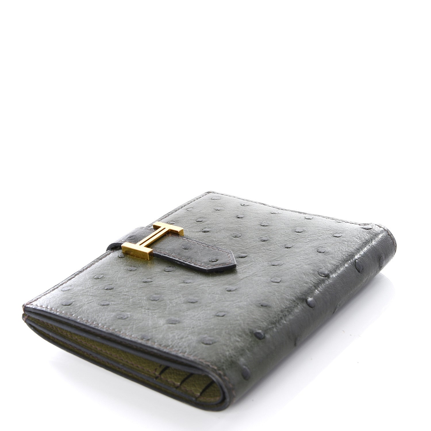 Hermes Ostrich Bearn Compact Wallet Canopee 3 of 7