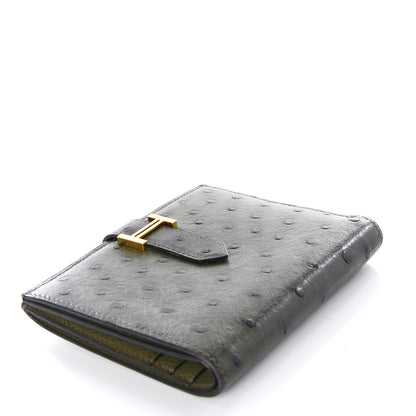 Hermes Ostrich Bearn Compact Wallet Canopee 3 of 7