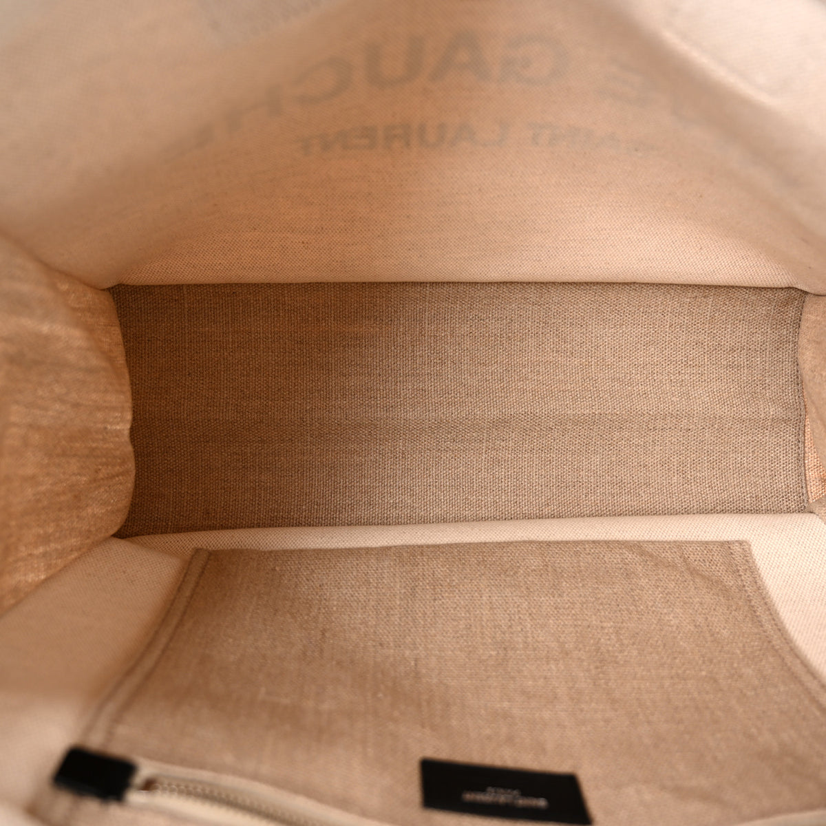 Saint Laurent Linen Calfskin Small Rive Gauche Tote Greggio Natural 5 of 11