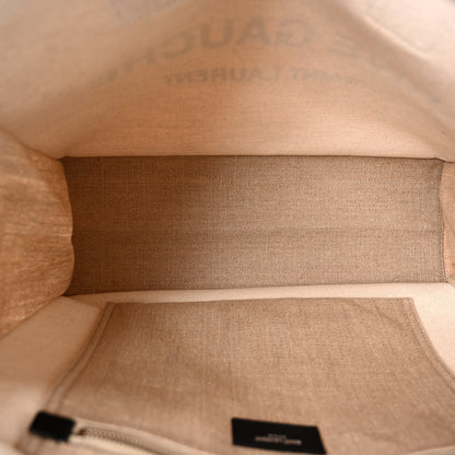 Saint Laurent Linen Calfskin Small Rive Gauche Tote Greggio Natural 5 of 11