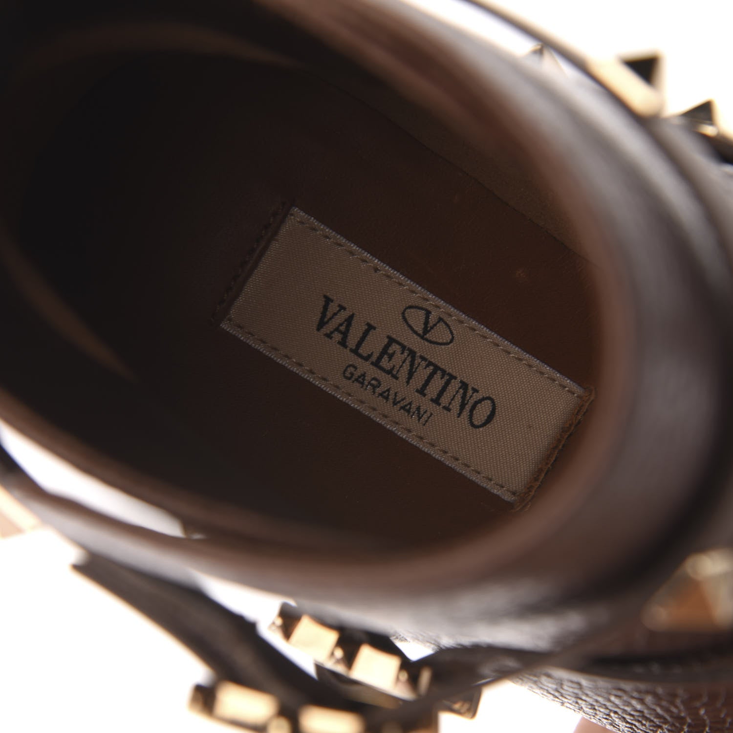 Valentino Garavani Pebbled Calfskin Rockstud Double Buckle 70mm Block Heel Ankle Boots 36 Light Brown 6 of 9