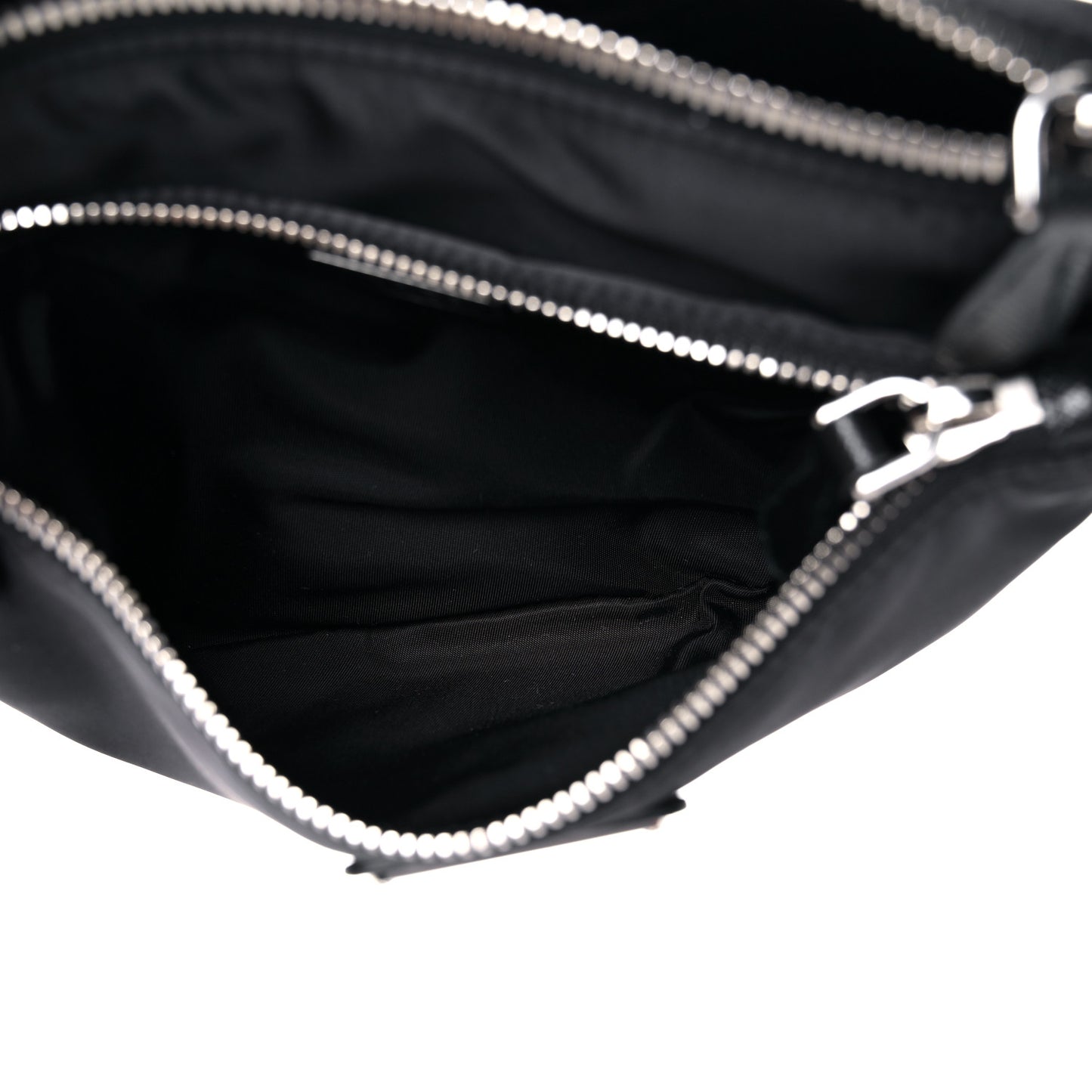 Re-Nylon Saffiano Double Pouch Shoulder Bag Black