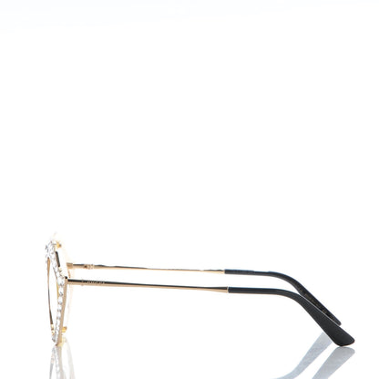 Gucci Metal Crystal Cat Eye Glasses GG0046/S Gold 3 of 7