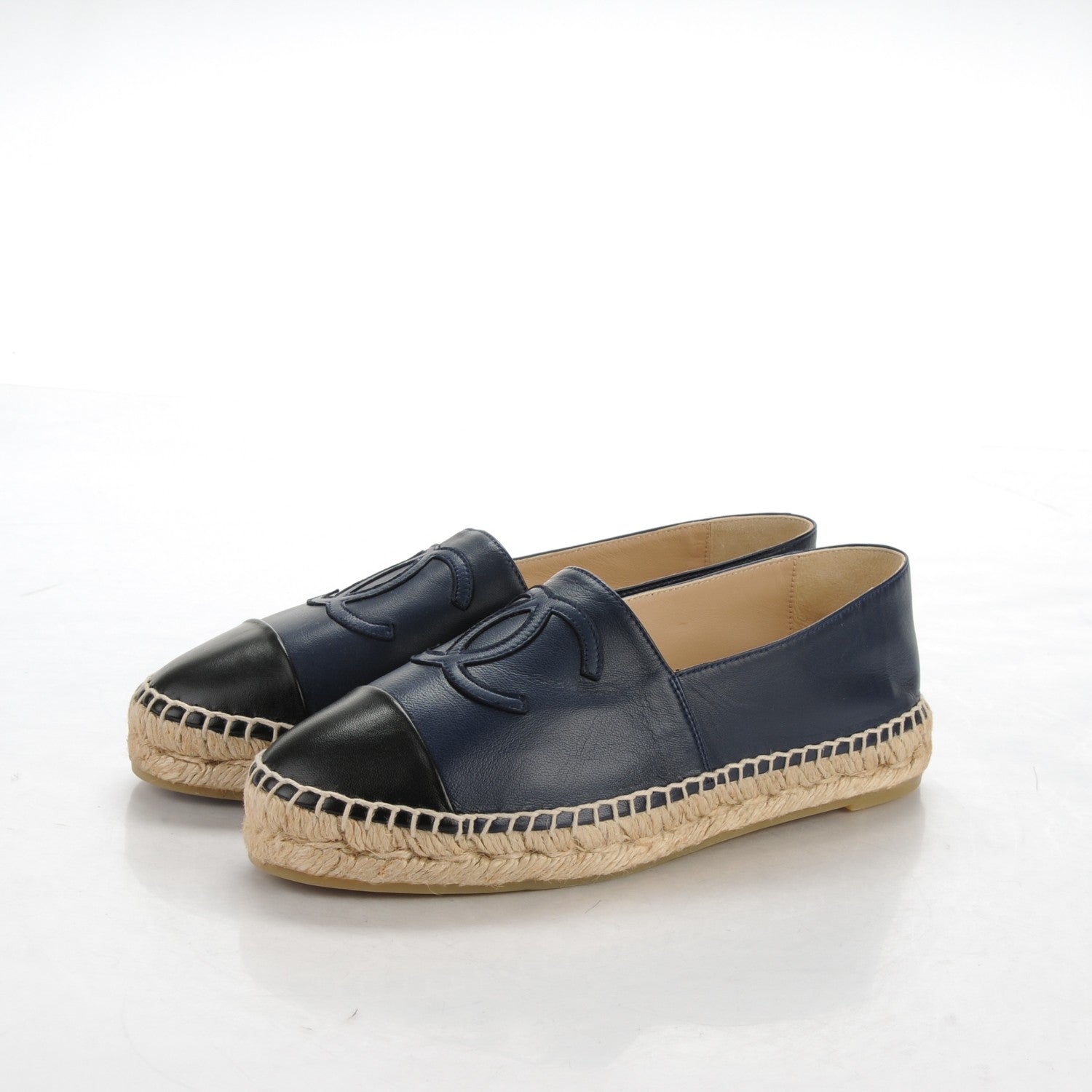 Chanel Lambskin CC Espadrilles 37 Navy Black 3 of 8