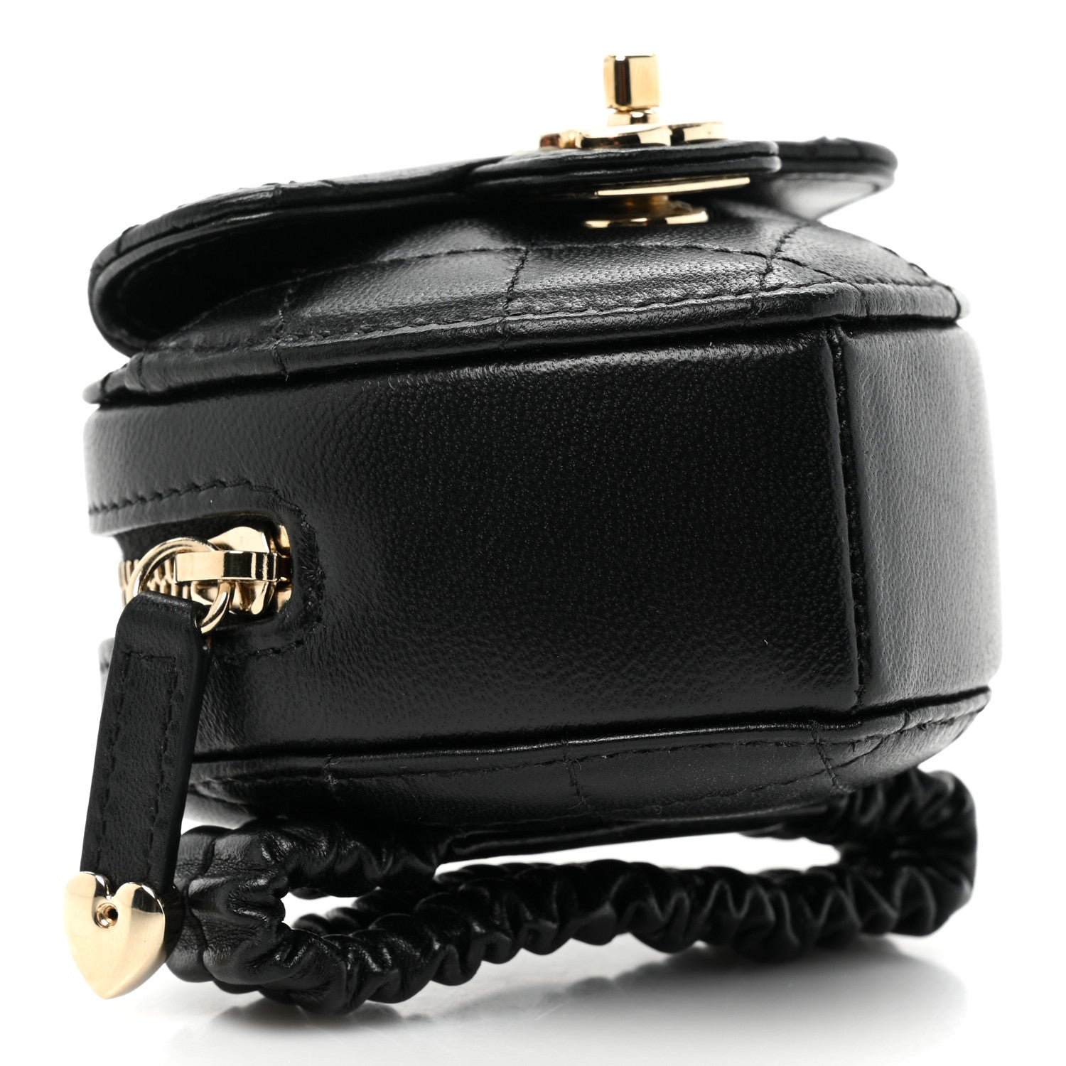 Chanel Lambskin Quilted CC In Love Heart Zipped Arm Coin Purse Black 3 of 9