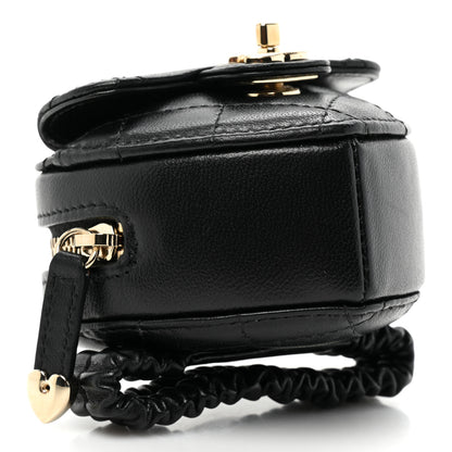 Chanel Lambskin Quilted CC In Love Heart Zipped Arm Coin Purse Black 3 of 9