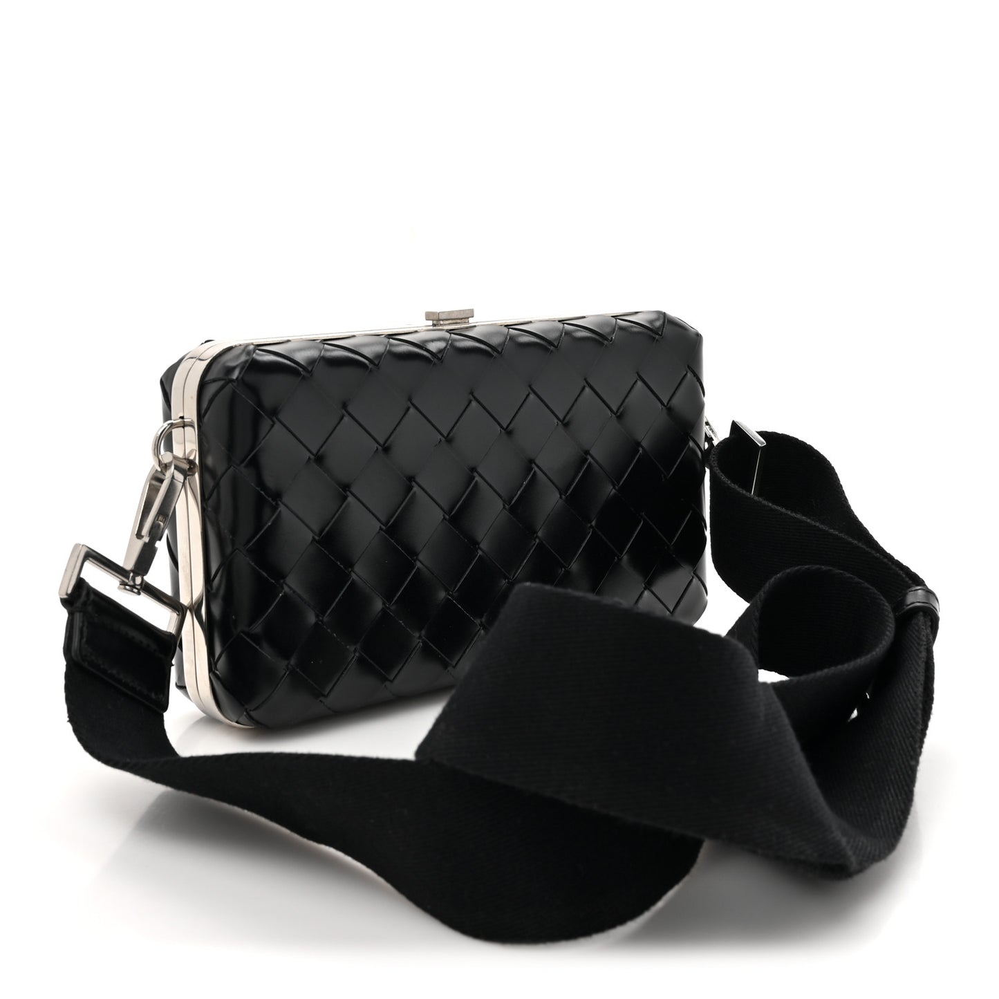 Spazzolato Intrecciato Mens Crossbody Messenger Case Black