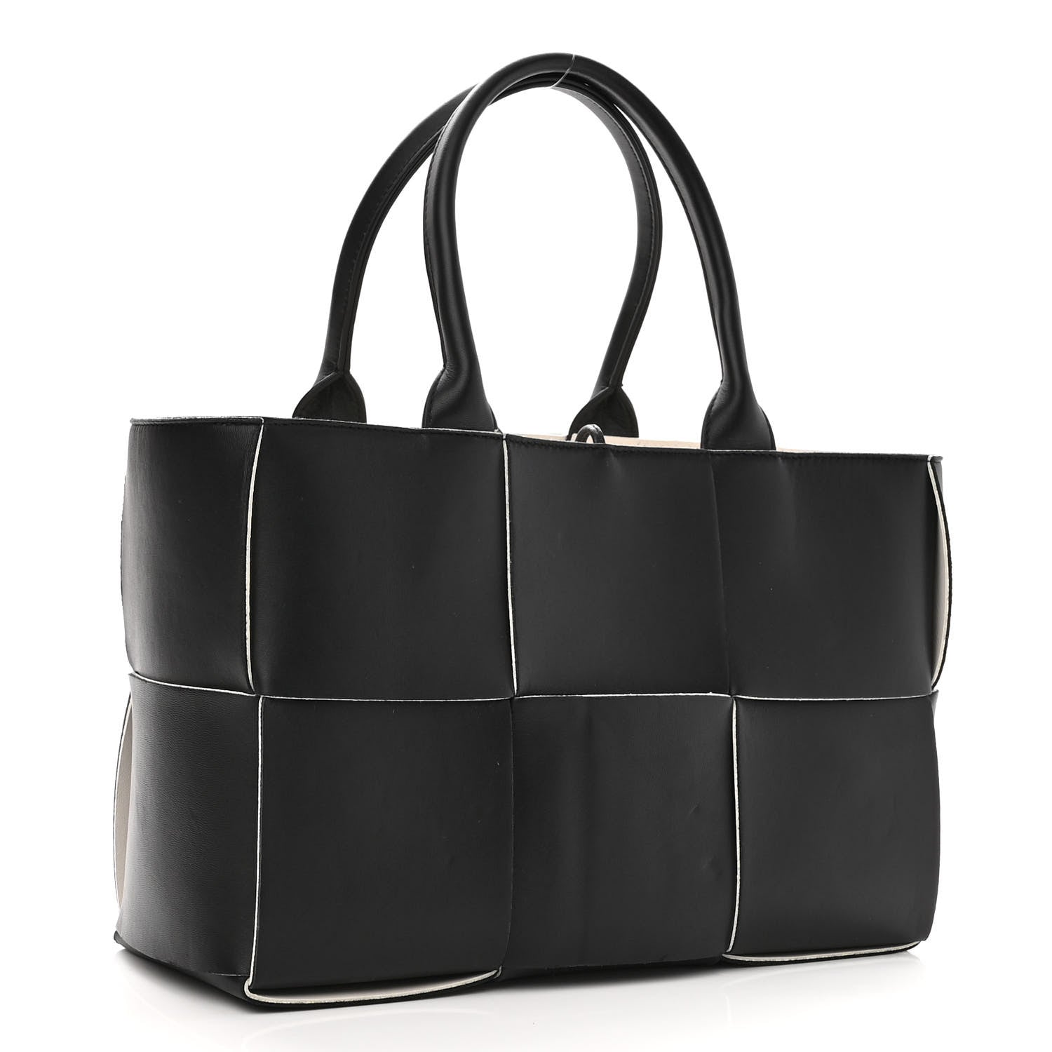 Bottega Veneta Nappa Maxi Intrecciato Small Arco Tote Black White 4 of 10