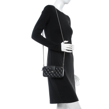 Chanel Lambskin Quilted CC Box Clutch With Chain Black 2 of 9