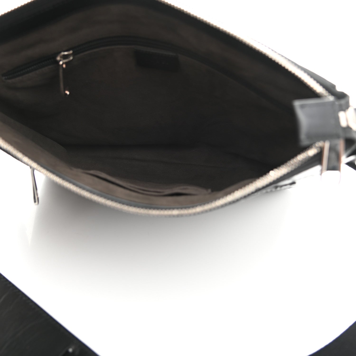 Gucci Guccissima Signature Medium Flat Messenger Bag Black 5 of 10