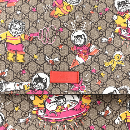 Gucci GG Supreme Monogram Space Cats Diaper Bag Orange 8 of 10