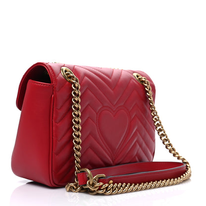 Gucci Calfskin Matelasse Small GG Marmont Shoulder Bag Hibiscus Red 3 of 8