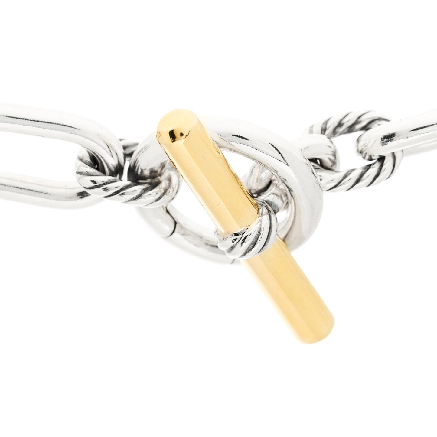 Sterling Silver 18K Yellow Gold 11mm Madison Chain Toggle Necklace