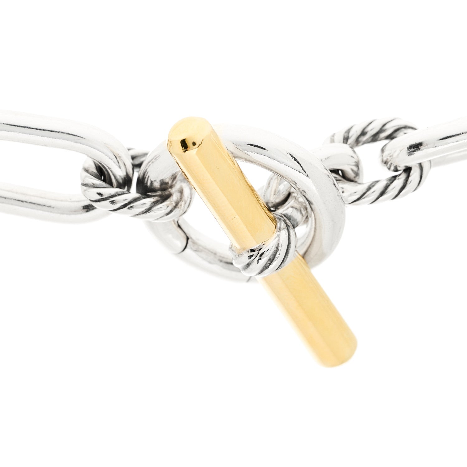 David Yurman Sterling Silver 18K Yellow Gold 11mm Madison Chain Toggle Necklace 4 of 6
