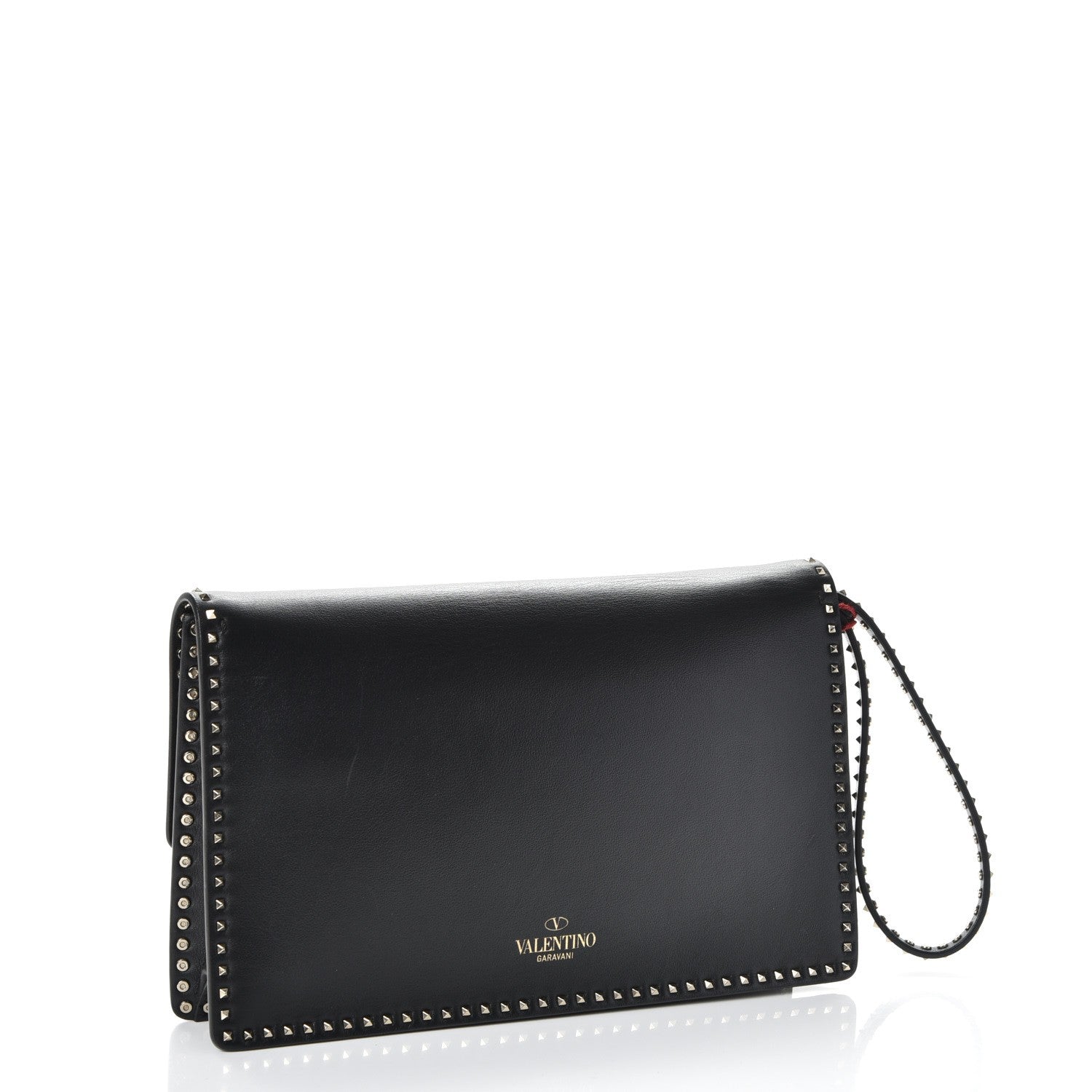 Valentino Garavani Calfskin Rockstud Turn Lock Flap Clutch Black 3 of 7
