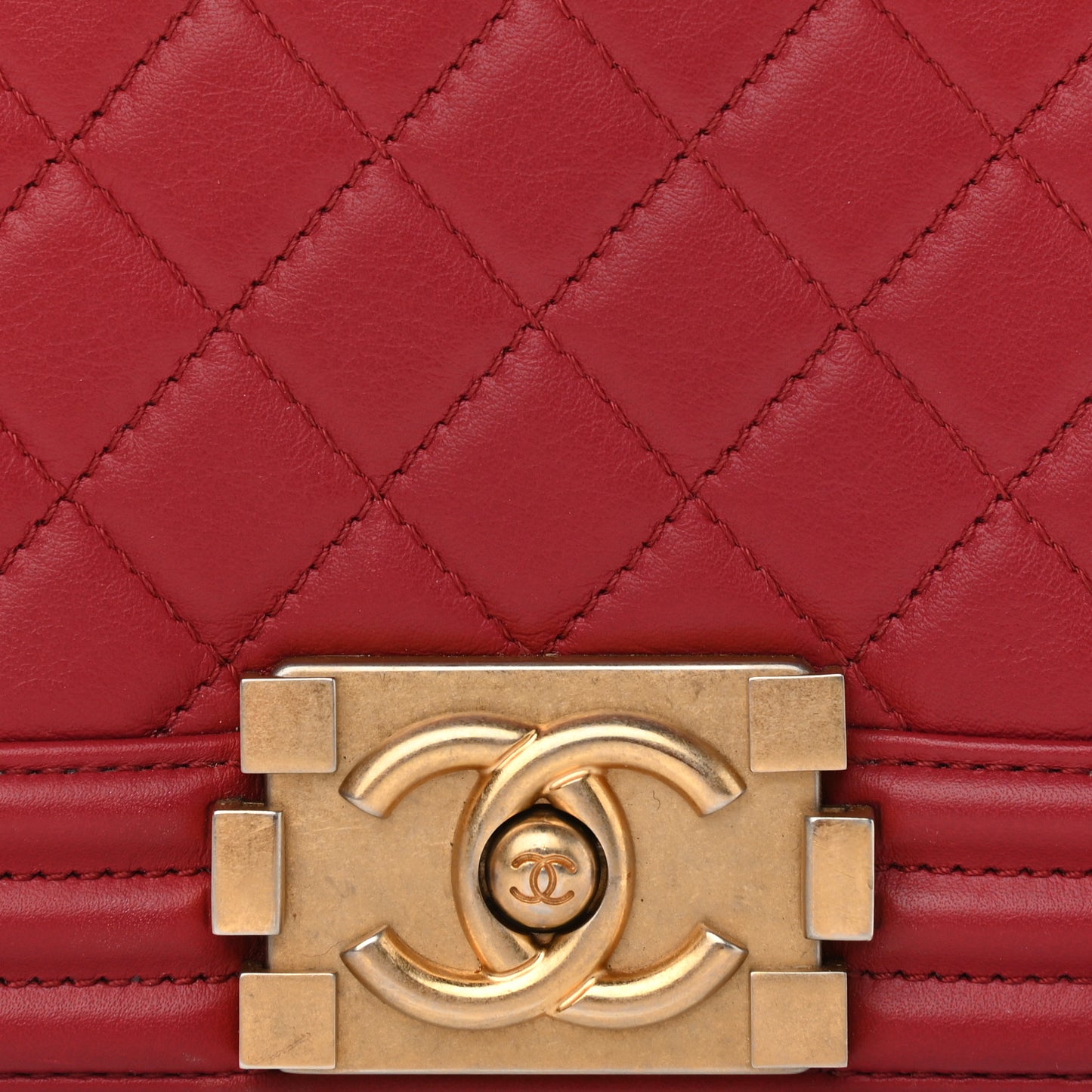 Calfskin Quilted Medium Boy Flap Red