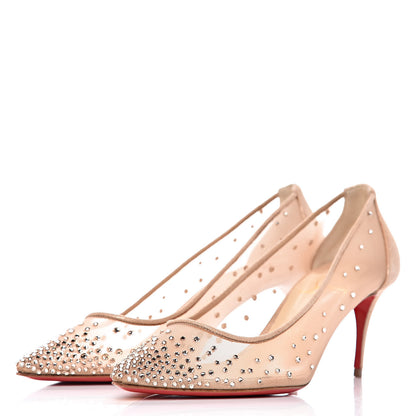 Christian Louboutin Suede Lame Crystal Strass Follies 70 Pumps 36.5 Light Silk 3 of 9