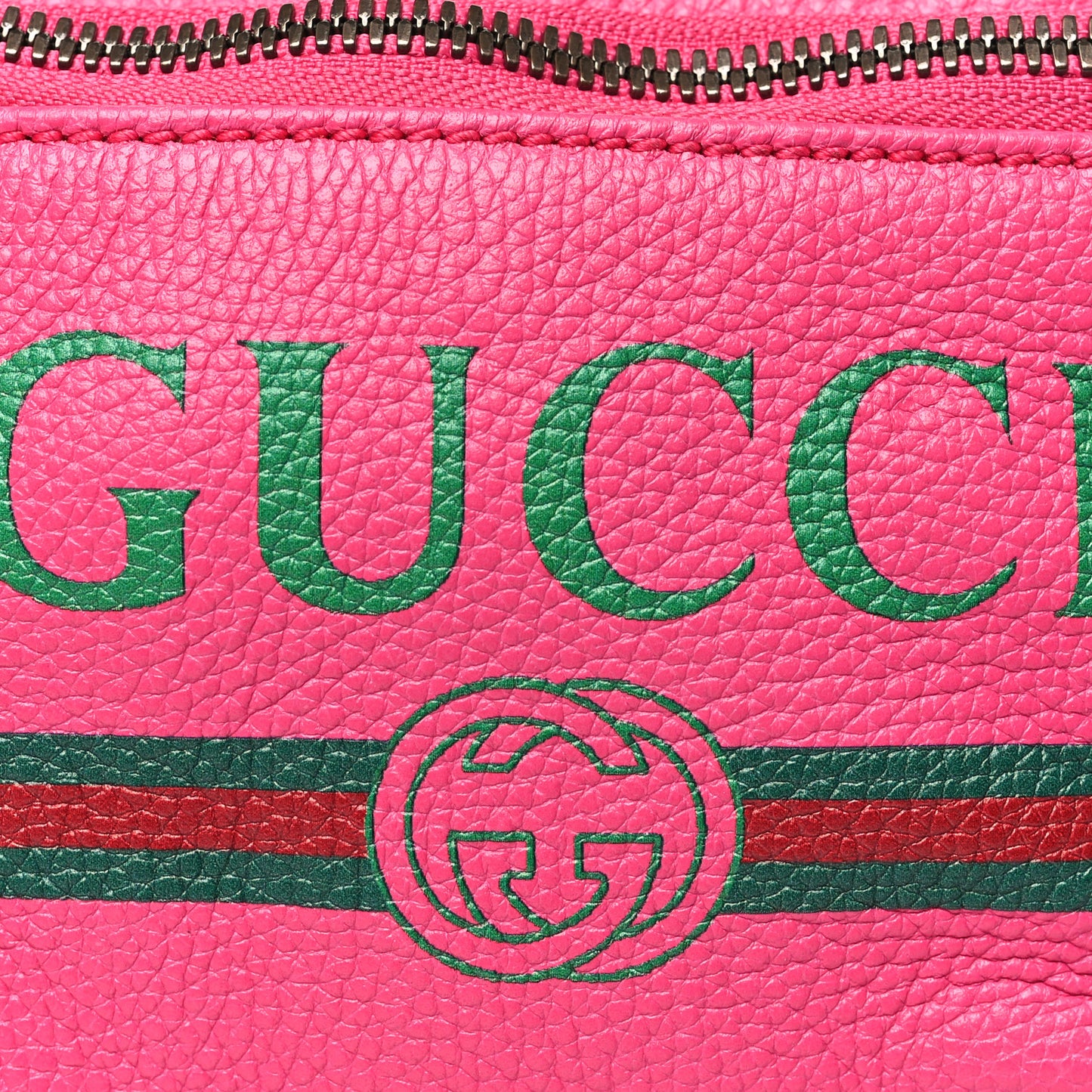 Grained Calfskin Small Logo Belt Bag Box Pink Green