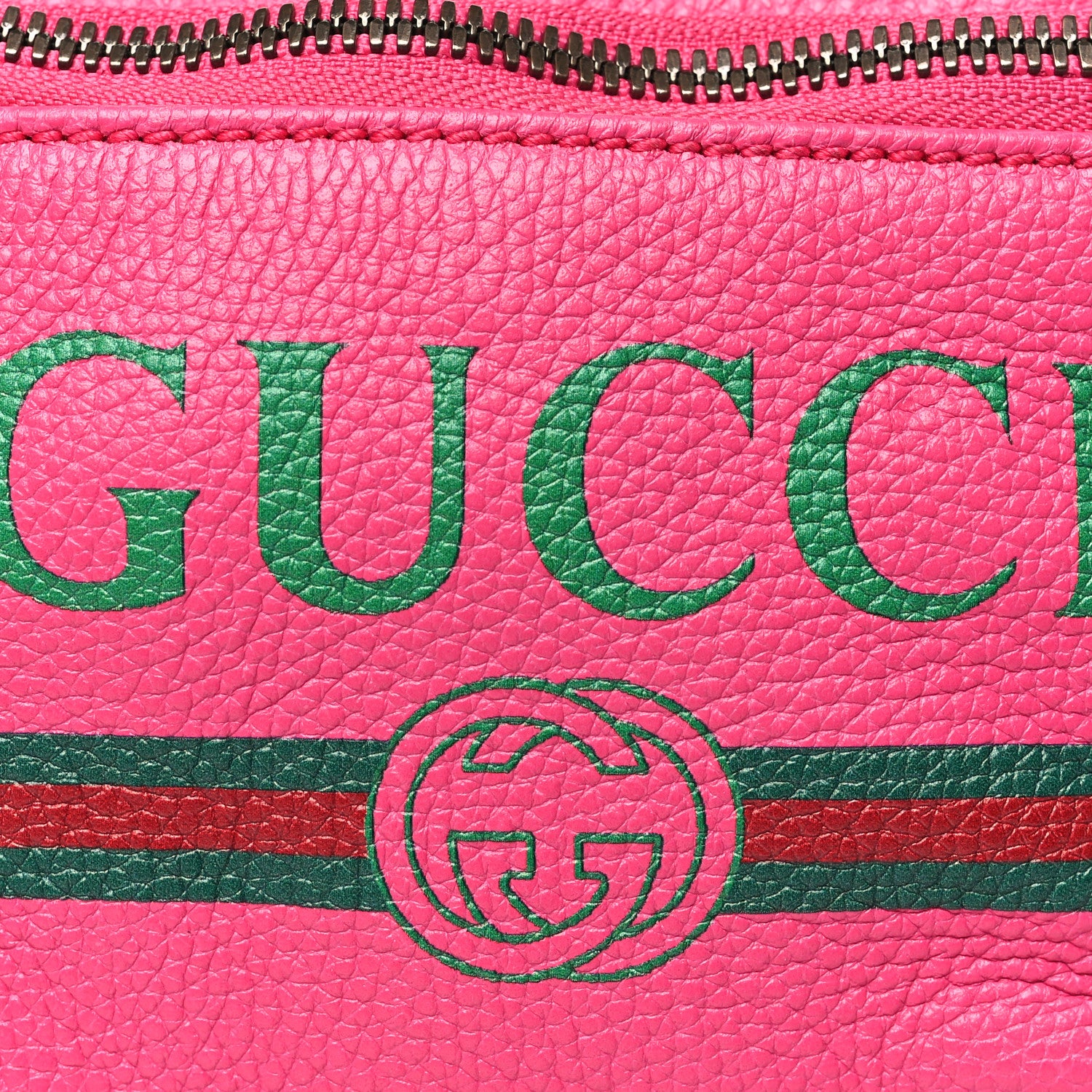 Gucci Grained Calfskin Small Logo Belt Bag Box Pink Green 7 of 9